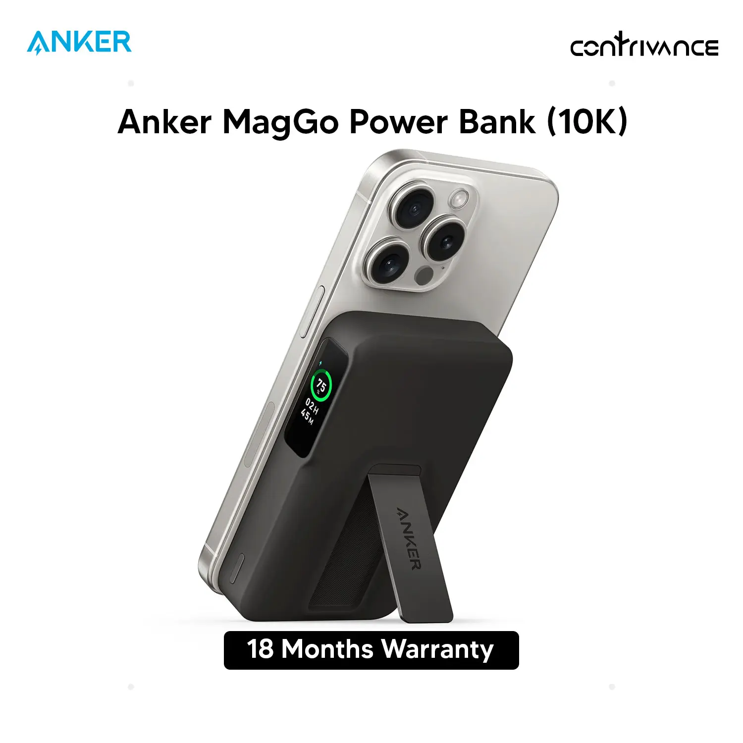 Anker MagGo 10K Magnetic Wireless Power Bank With Qi2 Certified, 10000mAh, 15W Wireless Fast Charging