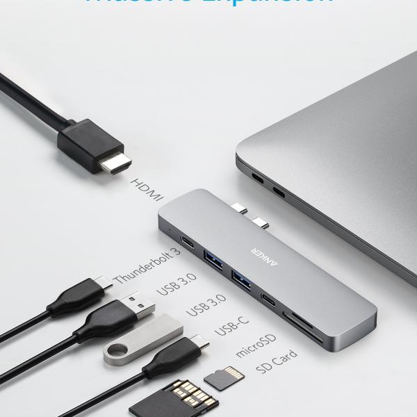 Anker 547 USB-C Hub (7-in-2, for MacBook) Grey