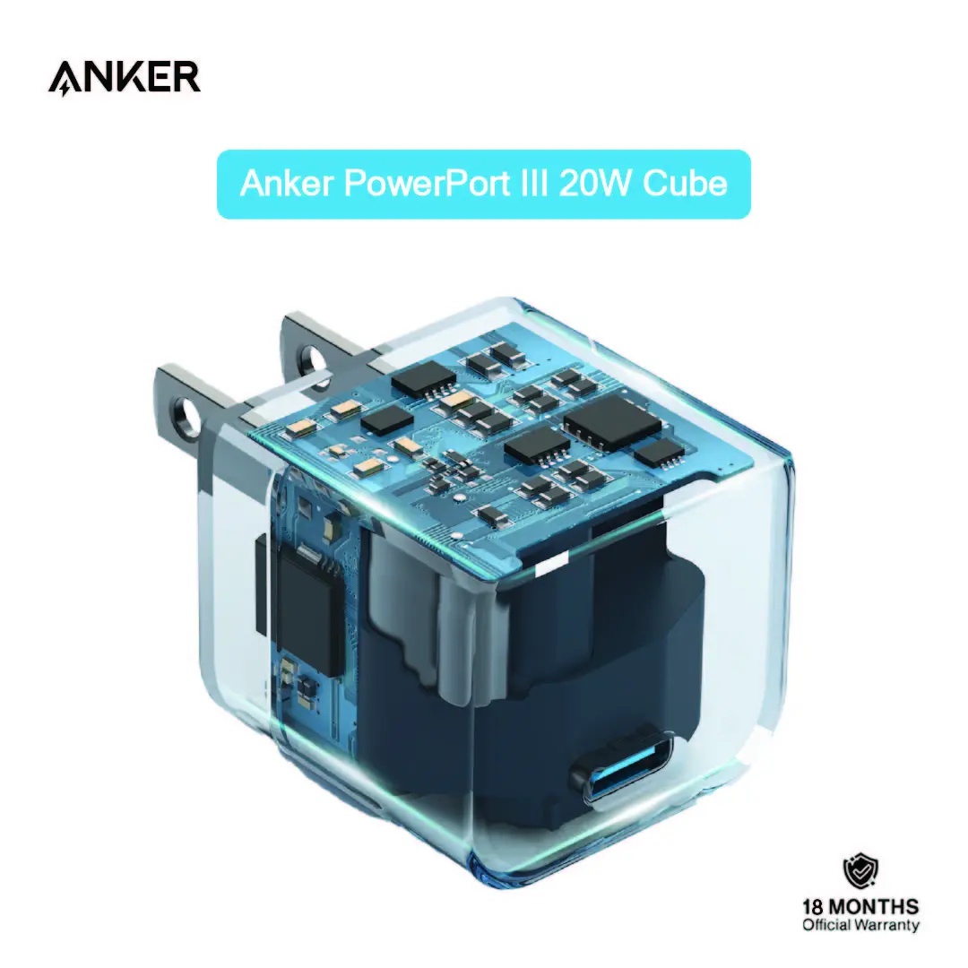 Anker PowerPort III 20W Cube Fast Charger For Iphone & Others (Cable Not Included)